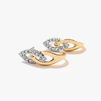 Diamond Knot Hook Earring in 10K Yellow and White Gold (0.15 ct tw)