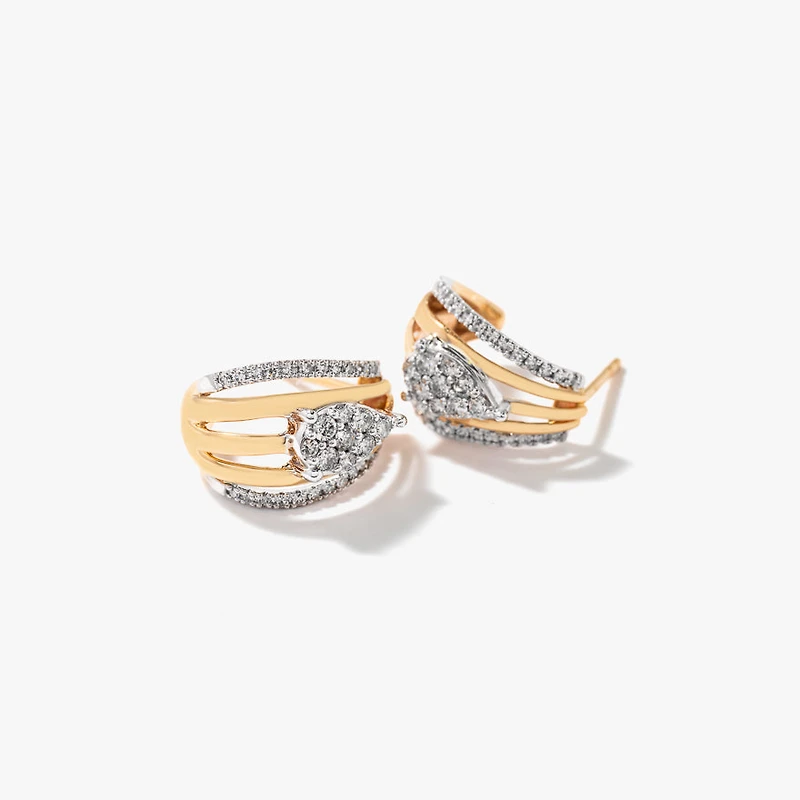J Hook Diamond Earrings in 10K Yellow and White Gold (0.50 ct tw)