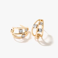J Hook Diamond Earrings in 10K Yellow and White Gold (0.12 ct tw)