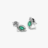 Emerald Earrings in 10K White Gold