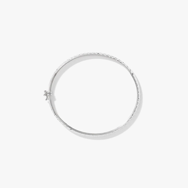 10K White Gold Diamond-Cut Dome Flex Bangle (65x56mm)