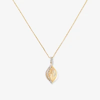 Diamond Leaf Pendant in 10K Yellow Gold (0.20 ct tw)