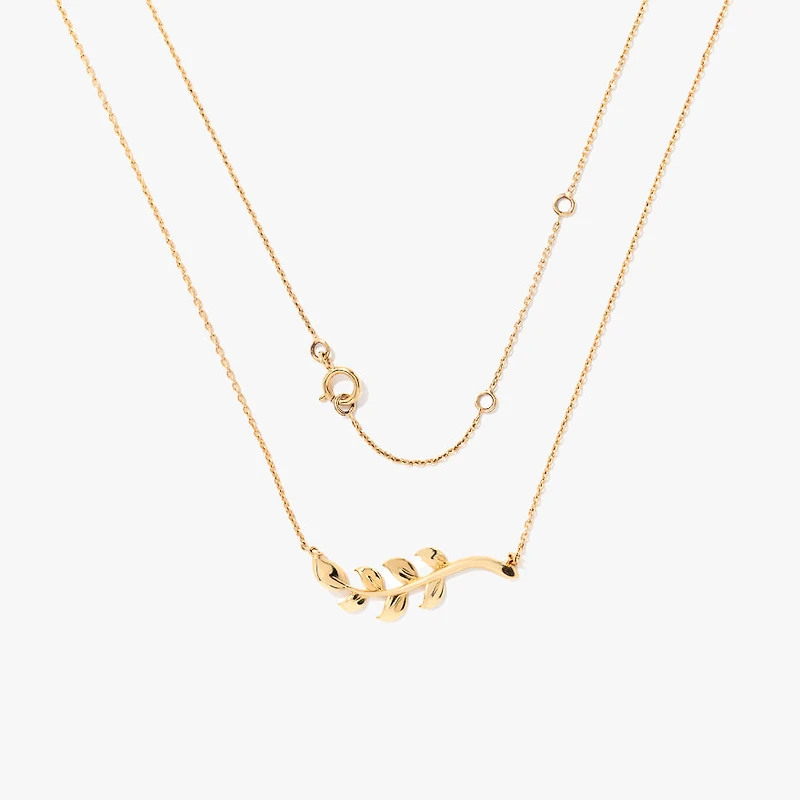 Leaf Vine Necklace in 10K Yellow Gold