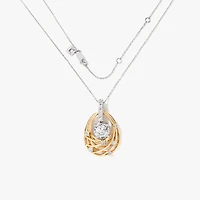 Diamond Cluster Multi-Look Necklace in 10K Yellow and White Gold (0.25