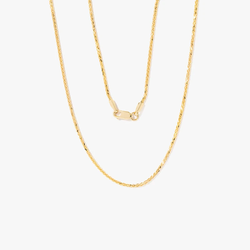 10K Diamond Cut Yellow Gold Round 1.3mm Wheat Chain (18")