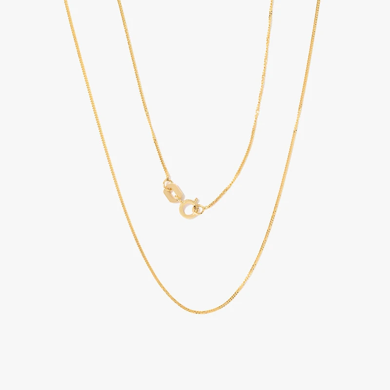10K Yellow Gold 0.74mm Curb Chain (20")