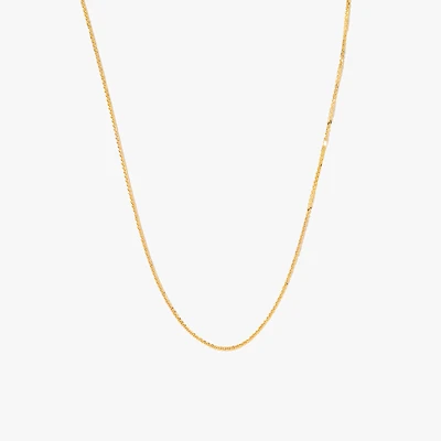 10K Yellow Gold Diamond Cut Square 0.7mm Wheat Chain (18")