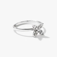 Diamond Cluster Ring with Petal Motif 10K White Gold (0.15 ct tw)
