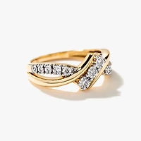 10K Yellow and White Gold Diamond Cluster Ring (0.10 ct tw)