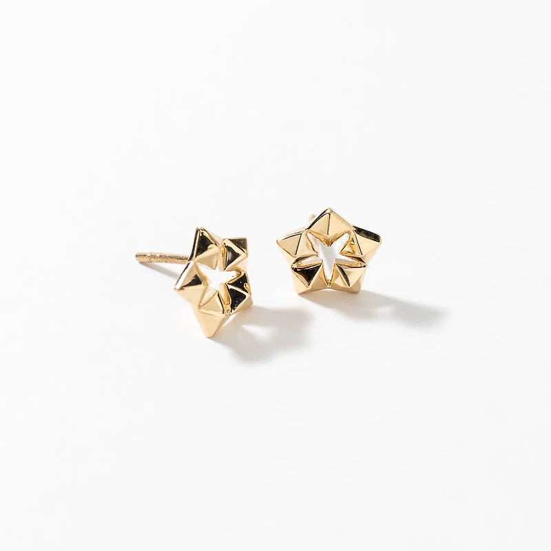 Star Stud Earrings in 10K Yellow Gold