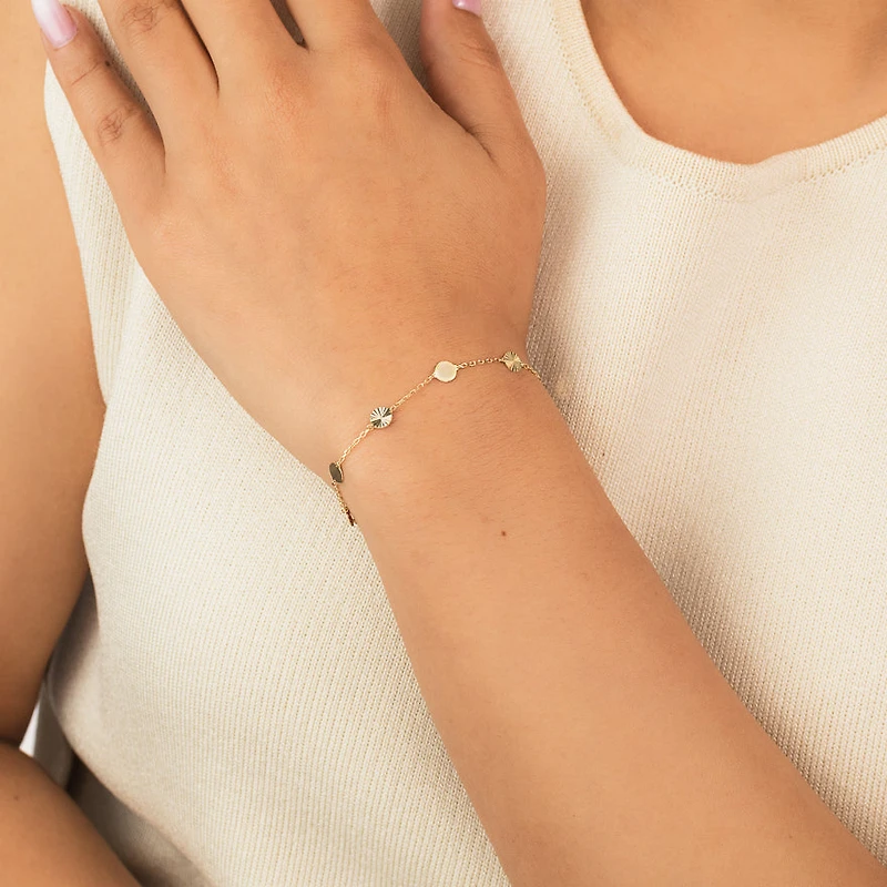 Disc Bracelet in 10K Yellow Gold