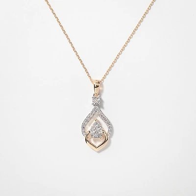 Diamond Cluster Necklace in 10K White and Yellow Gold (0.25 ct tw)