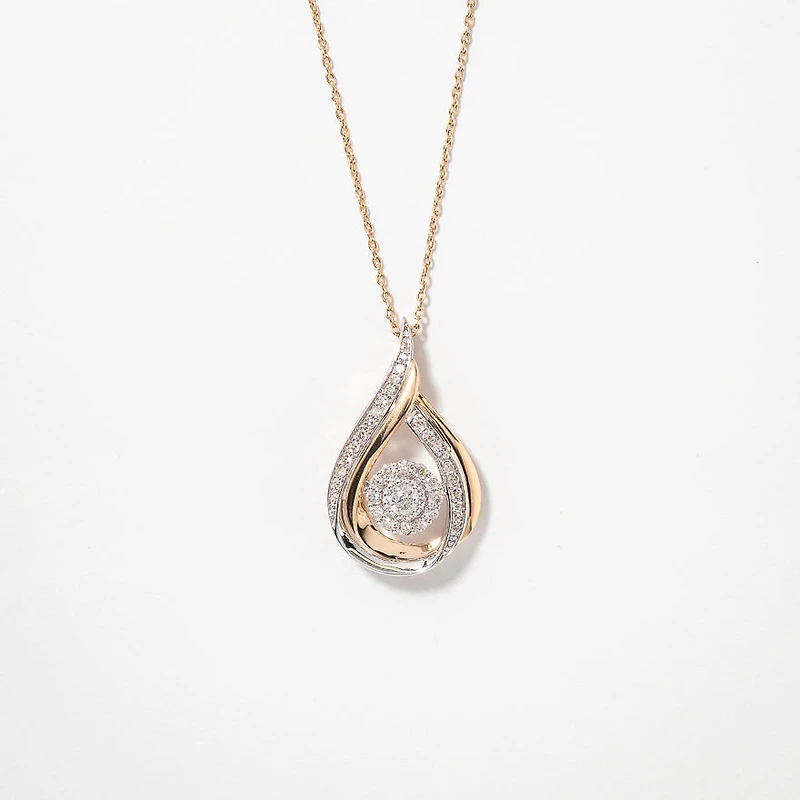 Diamond Cluster Necklace in 10K Yellow and White Gold (0.33 ct tw)