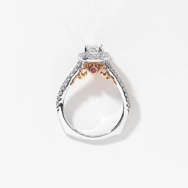 Oval Diamond Engagement Ring 18K White and Rose Gold (1.45 ct tw)