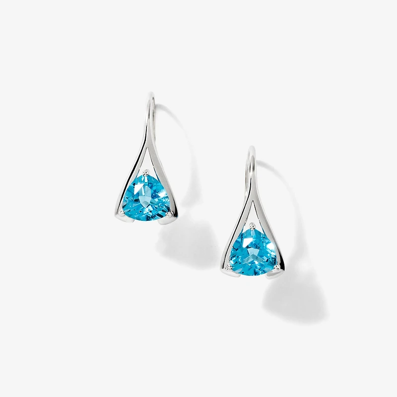 Blue Topaz Earrings in 10K White Gold
