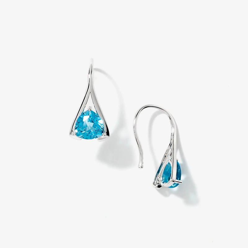 Blue Topaz Earrings in 10K White Gold