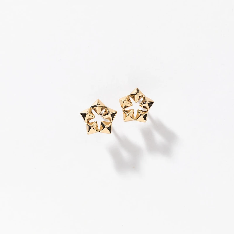 Star Stud Earrings in 10K Yellow Gold