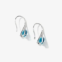 Blue Topaz Earrings in 10K White Gold