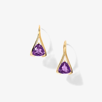 Amethyst Earrings in 10K Yellow Gold