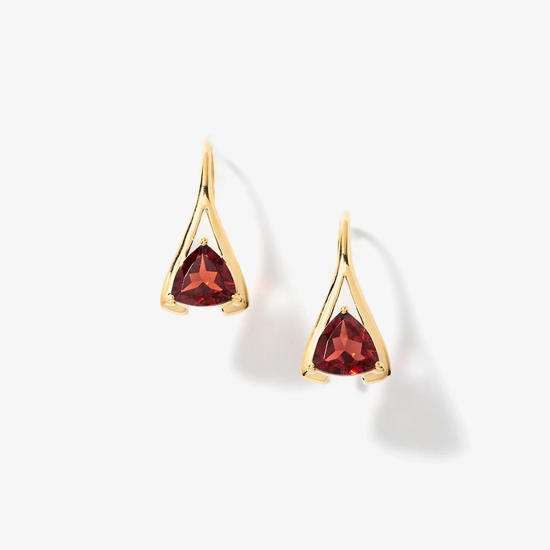 Garnet Earrings in 10K Yellow Gold