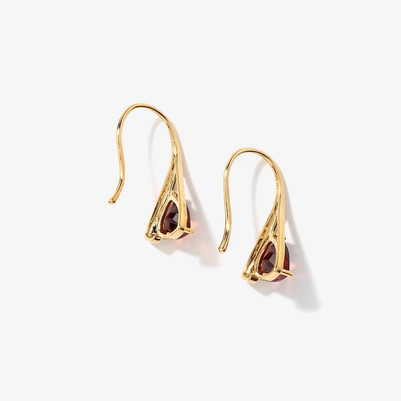 Garnet Earrings in 10K Yellow Gold