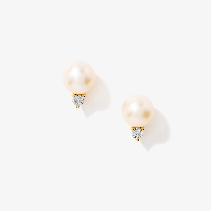 Pearl Stud Earrings in 10K Yellow Gold