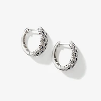 Sapphire and Diamond Cluster Earrings in 10K White Gold