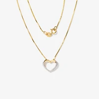 Diamond Lined Heart Necklace in 10K Yellow Gold (0.05ct tw)