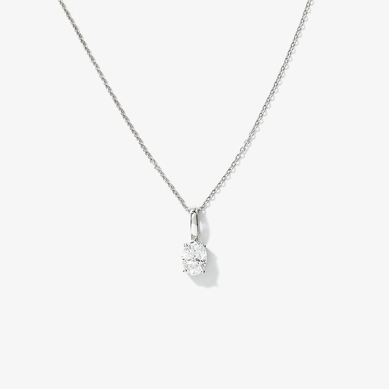 Lab Grown Oval Diamond Necklace in 10K White Gold (0.50 ct tw)