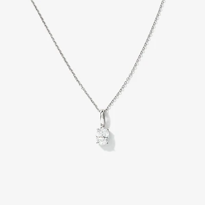 Lab Grown Oval Diamond Necklace in 10K White Gold (0.50 ct tw)