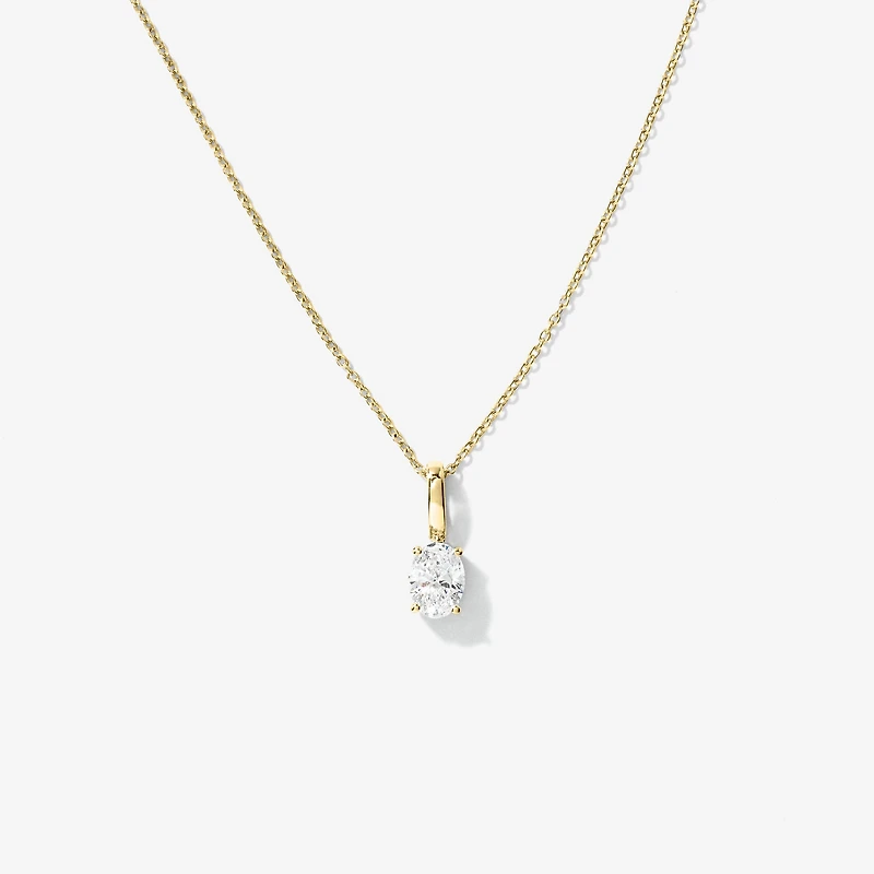 Lab Grown Oval Diamond Necklace in 10K Yellow Gold (0.50 ct tw)