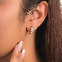Diamond J Hook Earrings in 10K White and Yellow Gold (0.16 ct tw)