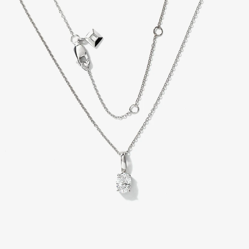 Lab Grown Oval Diamond Necklace in 10K White Gold (0.50 ct tw)