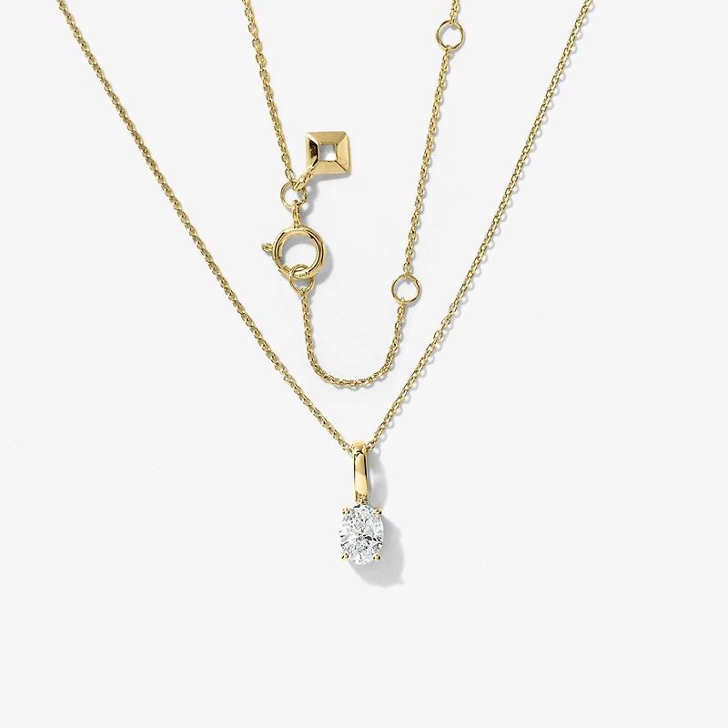 Lab Grown Oval Diamond Necklace in 10K Yellow Gold (0.50 ct tw)