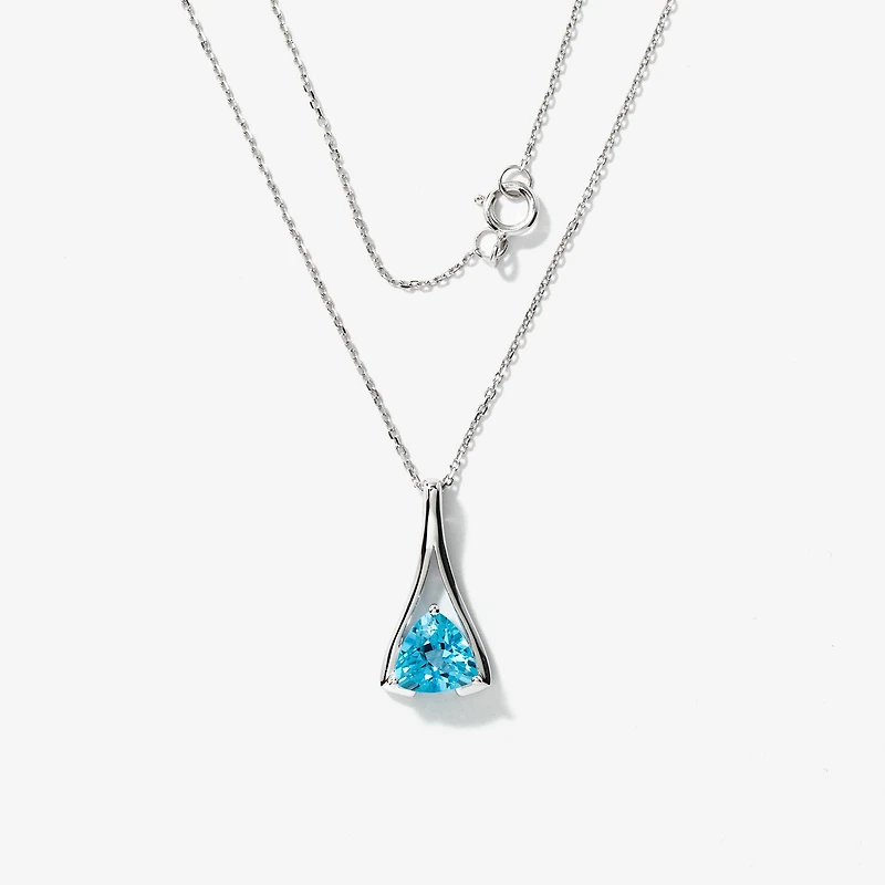 Blue Topaz Necklace in 10K White Gold