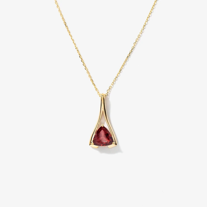Garnet Necklace in 10K White Gold