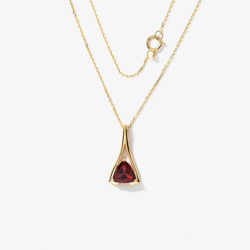 Garnet Necklace in 10K White Gold