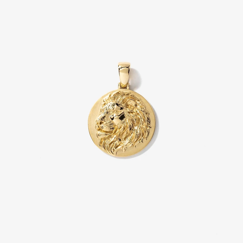 Lion Medallion Charm Necklace in 10K Yellow Gold