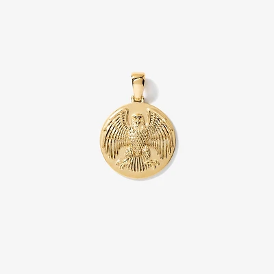 Eagle Medallion Charm Necklace in 10K Yellow Gold