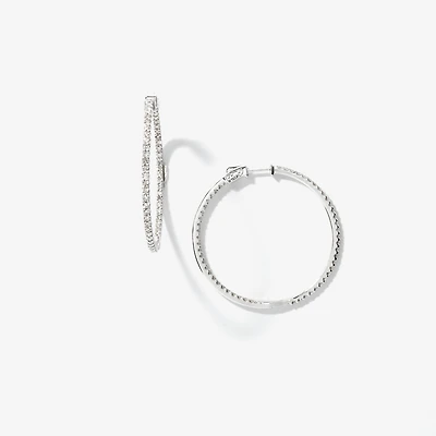 Diamond Cluster Hoop Earrings in 10K White Gold (2.50 ct tw)