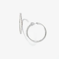 Diamond Cluster Hoop Earrings in 10K White Gold (2.50 ct tw)