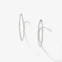 Diamond Cluster Hoop Earrings in 10K White Gold (2.50 ct tw)