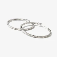 Diamond Cluster Hoop Earrings in 10K White Gold (2.50 ct tw)