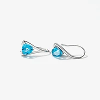 Blue Topaz Earrings in 10K White Gold