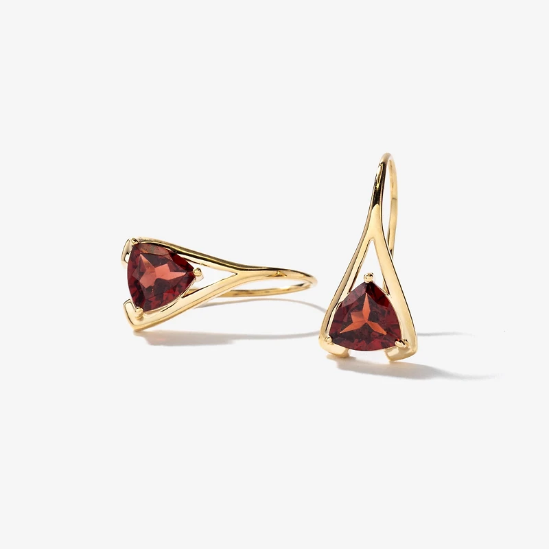 Garnet Earrings in 10K Yellow Gold