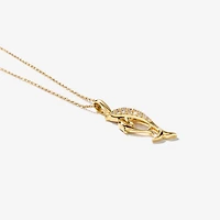 Diamond Dolphin Necklace in 10K Yellow Gold (0.13 ct tw)