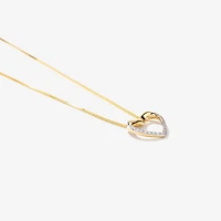 Diamond Lined Heart Necklace in 10K Yellow Gold (0.05ct tw)