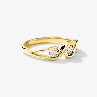 Three Stone Diamond Ring 10K Yellow and White Gold (0.13 ct tw)