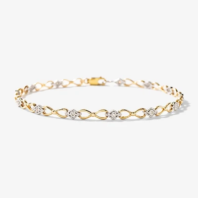 Diamond Link Bracelet in 10K Yellow and White Gold (0.10 ct tw)