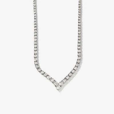 Diamond Cluster V Necklace in 14K White Gold (3.00 ct tw)
